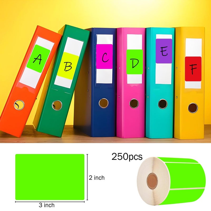 Well Tile 2" x 3" Green Rectangle Color Coding Labels - Square Color-Code Stickers Permanent Adhesive, Write-On Surface - 250 Labels/per Roll - Image 2